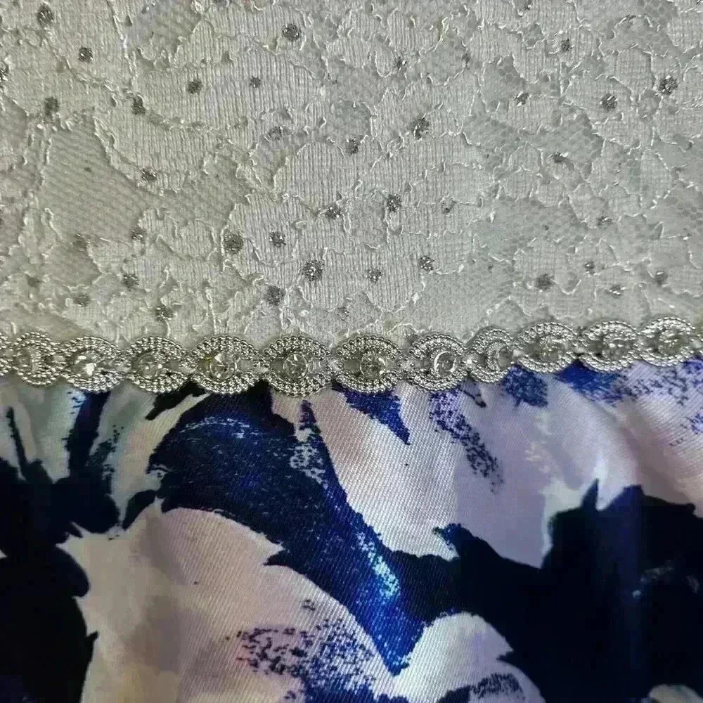 NWT - Speechless Lace to Floral High Low Dress, White & Blue Flowers (Size 16) - Picture 11 of 14